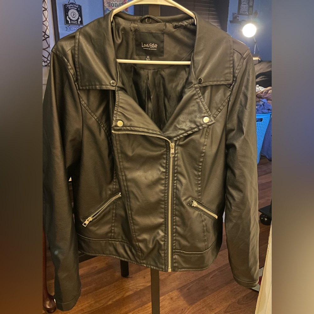 Black LOVE STAR Leather jacket